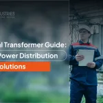 Commercial transformer guide cover featuring anatomy and power distribution diagrams.
